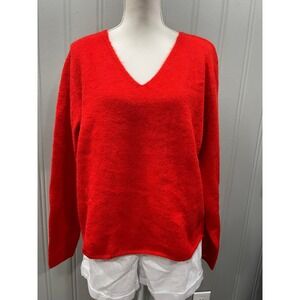 JJXX Red V Neck Long Sleeve Knit Sweater Women M